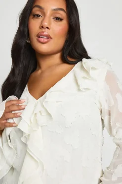 Blouse en burnout à volants Plus