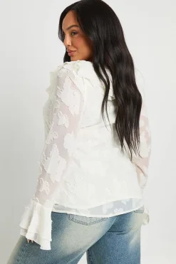 Blouse en burnout à volants Plus