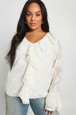 Blouse en burnout à volants Plus