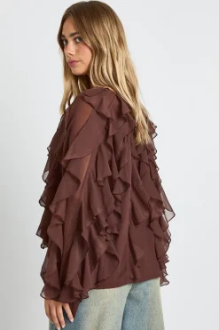 Blouse en chiffon à volants