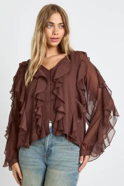 Blouse en chiffon à volants