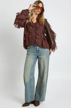 Blouse en chiffon à volants