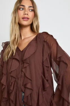 Blouse en chiffon à volants