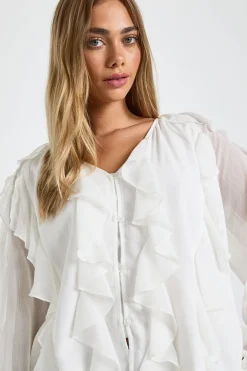 Blouse en chiffon à volants