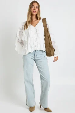 Blouse en chiffon à volants
