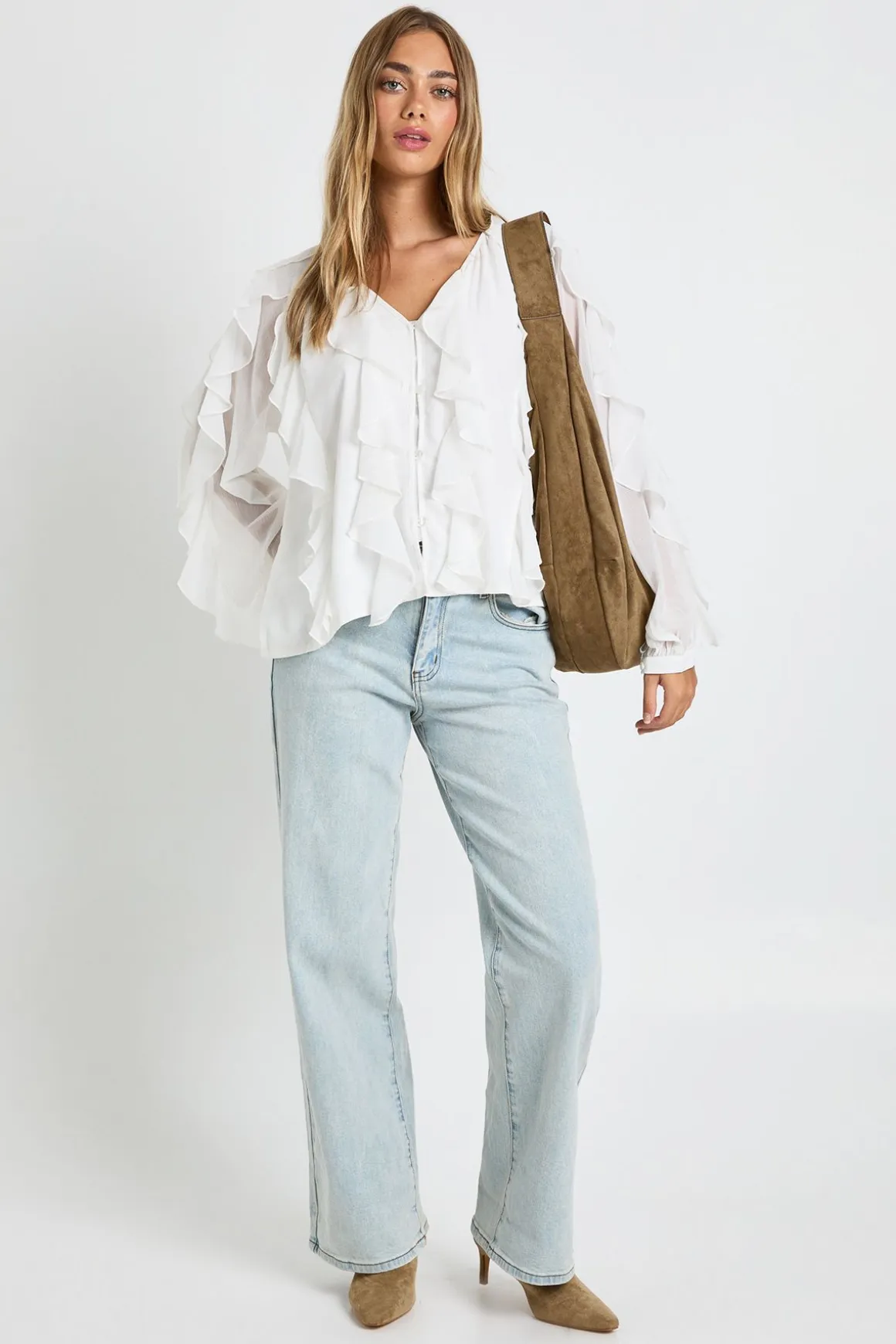 Blouse en chiffon à volants