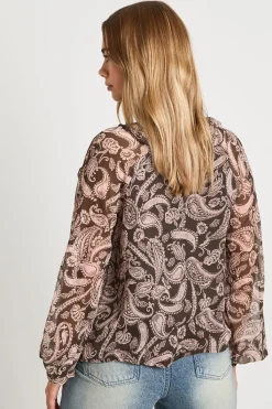 boohoo Blouse en chiffon à volants Paisley<Femme Tops D’Automne|Tops