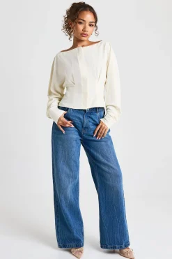 boohoo Blouse à encolure fendue et à taille plissée<Femme Tops