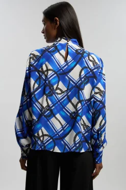 Blouse En Crêpe De Viscose À Manches Ballon Imprimé Cordage
