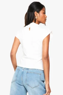 Blouse en crêpe à nœud et col drapé