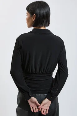 Blouse En Jersey Crêpe Drapé Avec Taille Froncée Petite