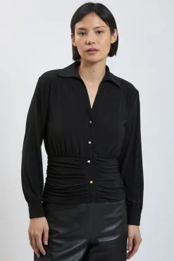 Blouse En Jersey Crêpe Drapé Avec Taille Froncée Petite