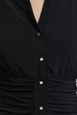 Blouse En Jersey Crêpe Drapé Avec Taille Froncée Petite