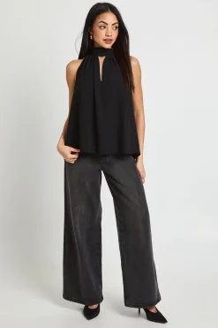 boohoo Blouse En Mousseline À Col Montant Avec Découpe<Femme Tops