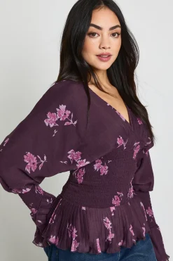 boohoo Blouse en Mousseline Florale à Fronces<Femme Tops