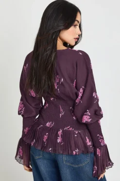 boohoo Blouse en Mousseline Florale à Fronces<Femme Tops
