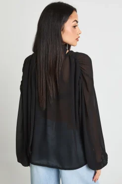 boohoo Blouse En Mousseline À Manches Volumineuses Avec Foulard<Femme Tops