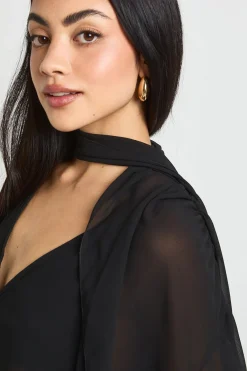 boohoo Blouse En Mousseline À Manches Volumineuses Avec Foulard<Femme Tops