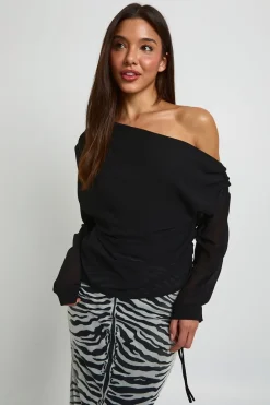 Blouse En Mousseline Épaules Dénudées