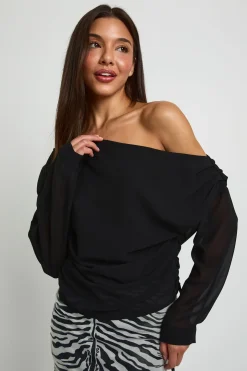 Blouse En Mousseline Épaules Dénudées