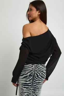 Blouse En Mousseline Épaules Dénudées
