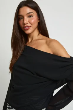 Blouse En Mousseline Épaules Dénudées