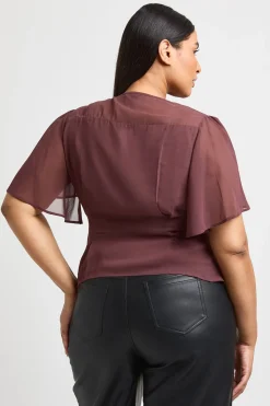 Blouse En Mousseline À Volants Grande Taille
