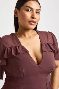 Blouse En Mousseline À Volants Grande Taille