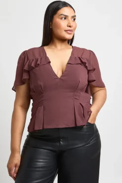 Blouse En Mousseline À Volants Grande Taille