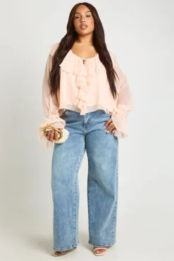 Blouse En Mousseline À Volants Grande Taille