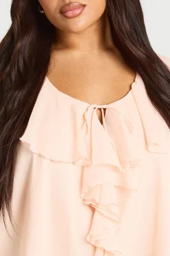 Blouse En Mousseline À Volants Grande Taille
