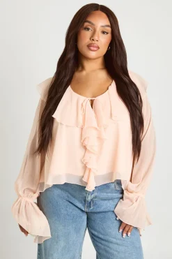 Blouse En Mousseline À Volants Grande Taille