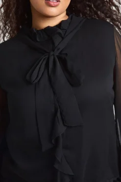 Blouse En Mousseline À Volants Devant Grande Taille