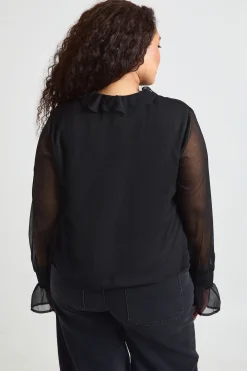 Blouse En Mousseline À Volants Devant Grande Taille