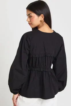 boohoo Blouse en Popeline à Nœud Frontal et Volants<Femme Tops