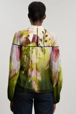 KarenMillen Blouse En Viscose Tissée À Imprimé Avec Col À Nouer<Femme Tops