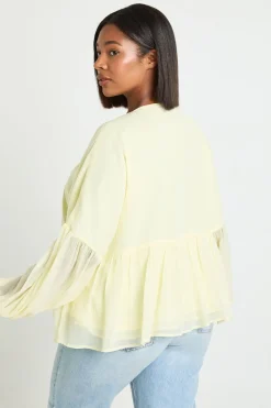 boohoo Blouse Grande Taille En Mousseline À Volants Et Décolleté Plongeant<Femme Tops