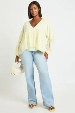 boohoo Blouse Grande Taille En Mousseline À Volants Et Décolleté Plongeant<Femme Tops
