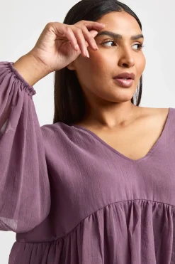 boohoo Blouse Grande Taille En Mousseline À Volants Étagés Et Décolleté Plongeant<Femme Tops