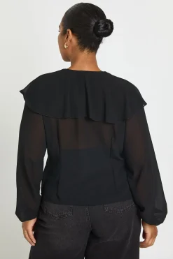 Blouse Grande Taille À Manches Longues Avec Nœuds Devant