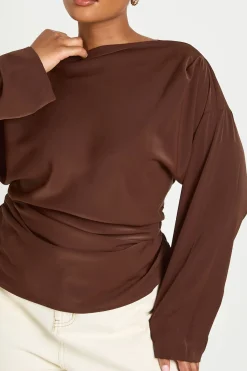 boohoo Blouse Grande Taille À Manches Longues Froncée<Femme Tops