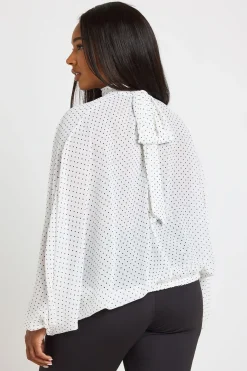 Blouse Grande Taille À Pois Col Montant