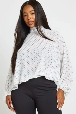 Blouse Grande Taille À Pois Col Montant