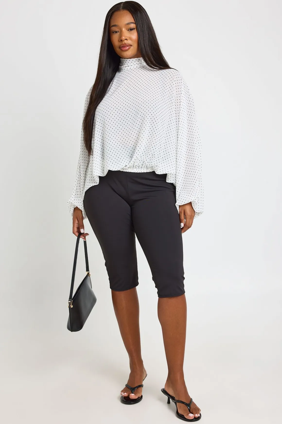 Blouse Grande Taille À Pois Col Montant