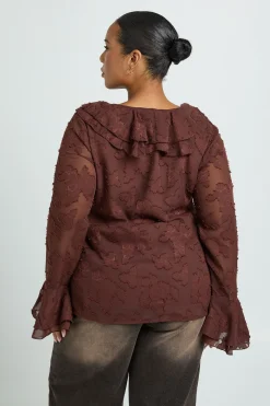 Blouse Grande Taille à Volants Effet Dévoré