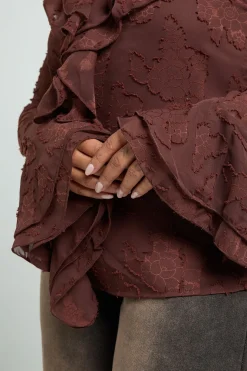 Blouse Grande Taille à Volants Effet Dévoré