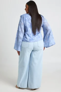 Blouse Grande Taille À Volants Cascade Et Lien Devant