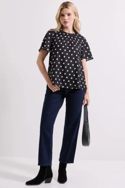 Blouse Imprimée à Encolure Froncée et Manches Évasées