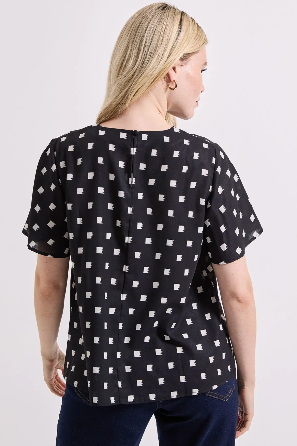 Blouse Imprimée à Encolure Froncée et Manches Évasées