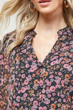 Blouse Imprimée en Mousseline Boutonnée